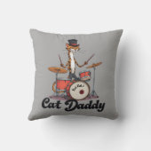 Cat Daddy Musician Drummer | Tabby Cats Art Lover クッション (裏面)