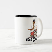 Cat Daddy Musician Drummer | Tabby Cats Art Lover ツートーンマグカップ (正面右)