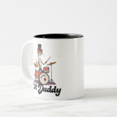 Cat Daddy Musician Drummer | Tabby Cats Art Lover ツートーンマグカップ (正面左)