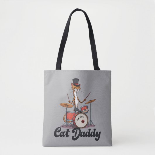 Cat Daddy Musician Drummer | Tabby Cats Art Lover トートバッグ (正面)