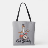 Cat Daddy Musician Drummer | Tabby Cats Art Lover トートバッグ (裏面)