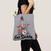 Cat Daddy Musician Drummer | Tabby Cats Art Lover トートバッグ (クローズアップ)