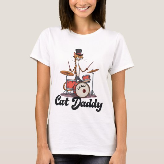 Cat Daddy Musician Drummer | Tabby Cats Art Lover Tシャツ (正面)