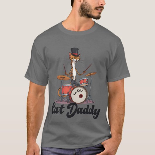 Cat Daddy Musician Drummer | Tabby Cats Art Lover Tシャツ (正面)