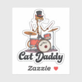 Cat Daddy Musician Drummer - Tabby Cats Lover Art シール (シート)