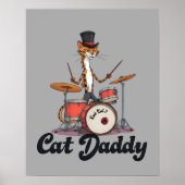 Cat Daddy Musician Drummer | Tabby Cats Lover Art ポスター (正面)