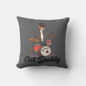 Cat Daddy Musician Drummer Tabby Cats Music Lover クッション (正面)