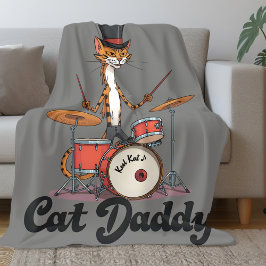 Cat Daddy Musician Jazz Music Drummer | Cats Dad フリースブランケット