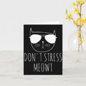 Cat Design Funny Pun Don't Stress Meowt Funny Sayi カード (黄色い花)