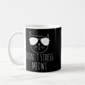 Cat Design Funny Pun Don't Stress Meowt Funny Sayi コーヒーマグカップ (左)