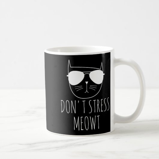 Cat Design Funny Pun Don't Stress Meowt Funny Sayi コーヒーマグカップ (右)