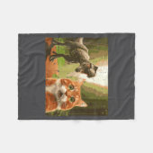 Cat Dinosaur Trex Selfie Funny Meme Humor Boys Gir フリースブランケット (正面(横))