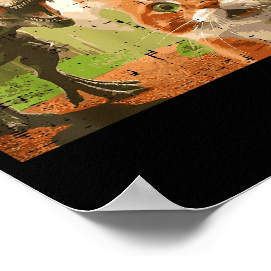 Cat Dinosaur Trex Selfie Funny Meme Humor Boys Gir ポスター (角)