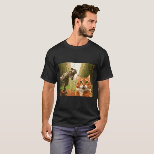 Cat Dinosaur Trex Selfie Funny Meme Humor Boys Gir Tシャツ (正面フル)