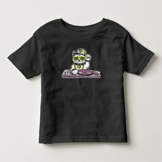 CAT DJテクノ音楽愛好者電気ミュージシャン トドラーTシャツ (正面)