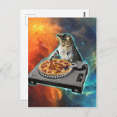 Cat djディスクジョッキーのサウンドテーブル ポストカード (正面/裏面)