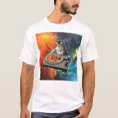 Cat djディスクジョッキーのサウンドテーブル tシャツ (正面)