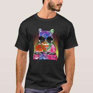 Cat Dj子猫サウンドハウスキュート音楽ペットオーナーアニメーション Tシャツ
