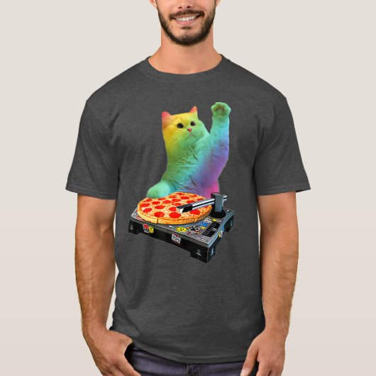 Cat DJ Cat Pizza Cat Pizza Cat Cats DJ Tops おもしろい  Tシャツ (正面)