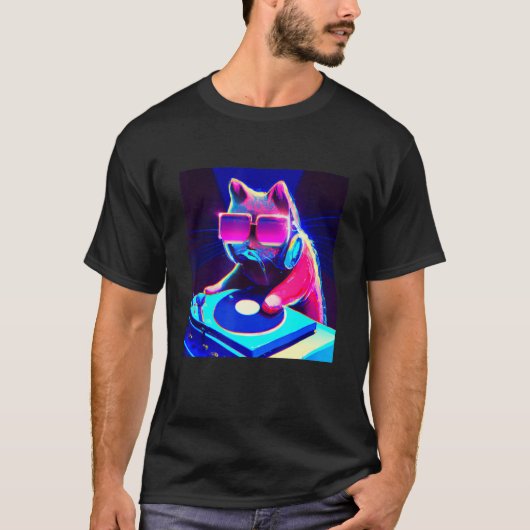 Cat DJ Vaporwave Eutitic Men Boys Girls Women A Tシャツ (正面)