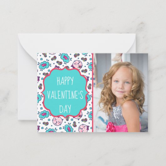 Cat Dodles Valentine's Dayフォトカスタムカード ノートカード (正面)