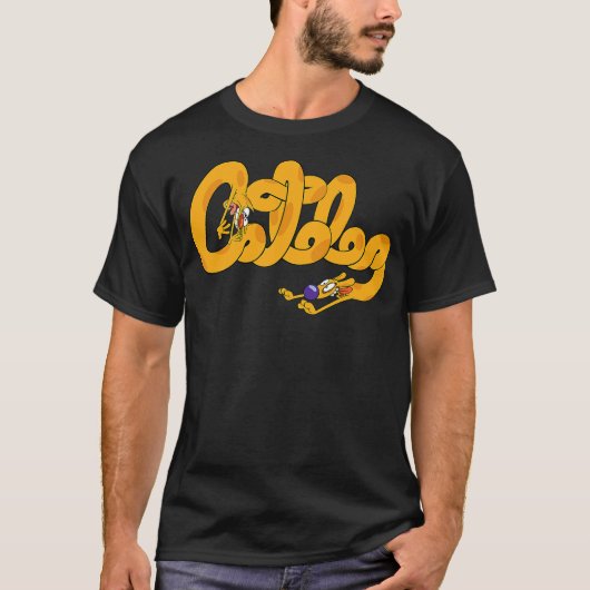 Cat Dog Cursive Nickelodeon Tシャツ (正面)