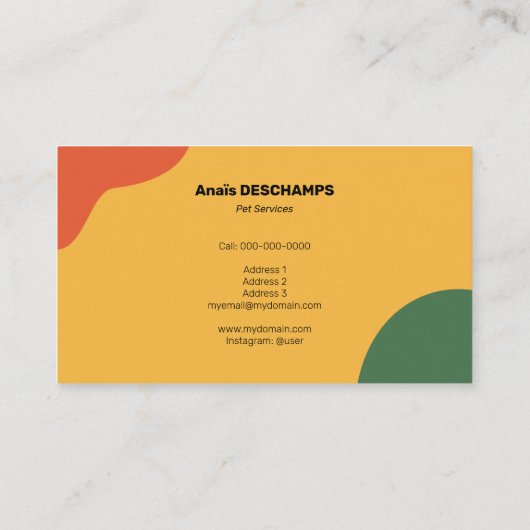 Cat & Dog - Pet Servicesカラー 名刺 (裏面)