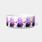 Cat Dog Shabby Floral Iris Irises Pet Name Bowl ボウル (左)