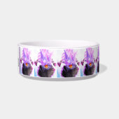 Cat Dog Shabby Floral Iris Irises Pet Name Bowl ボウル (右)