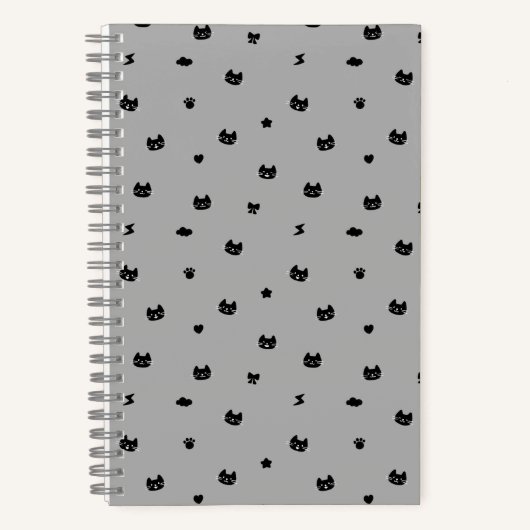 Cat Doodle Grey ノートブック (正面)