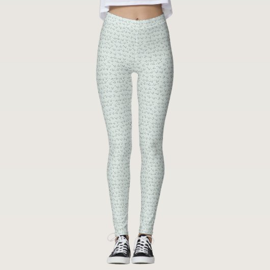 Cat Doodle Leggings – Sage Green レギンス (正面)