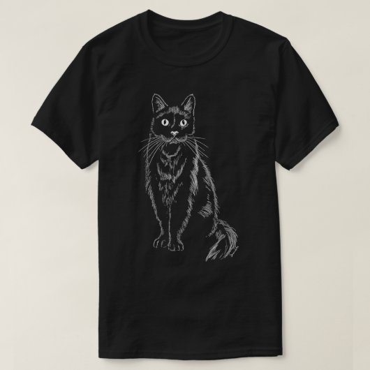 Cat Drawing Handdrawn Graphic Artistic Artsy Minim Tシャツ (デザイン正面)