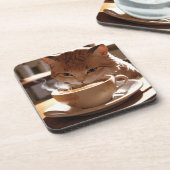 Cat drinking coffee from a cup コースター (左側)