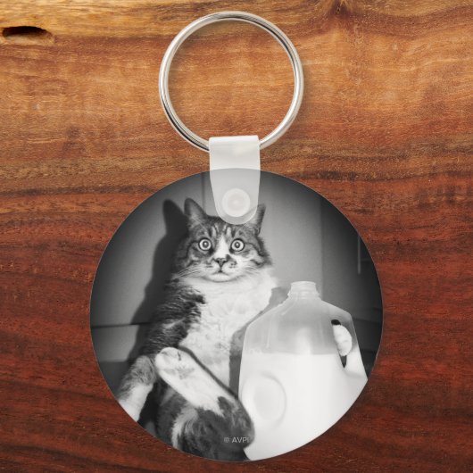 Cat Drinking Milk From Jug キーホルダー (正面)
