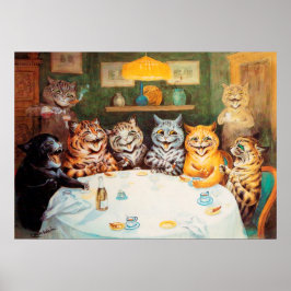 Cat Drinking Party Poster ポスター