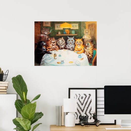 Cat Drinking Party Poster ポスター (ホームオフィス)