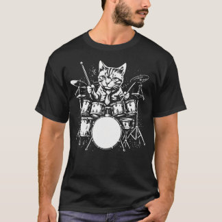 Cat Drummer Drums Music Tシャツ