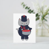 Cat Drummer Marching Band Navy Blue and Red ポストカード (スタンド正面)