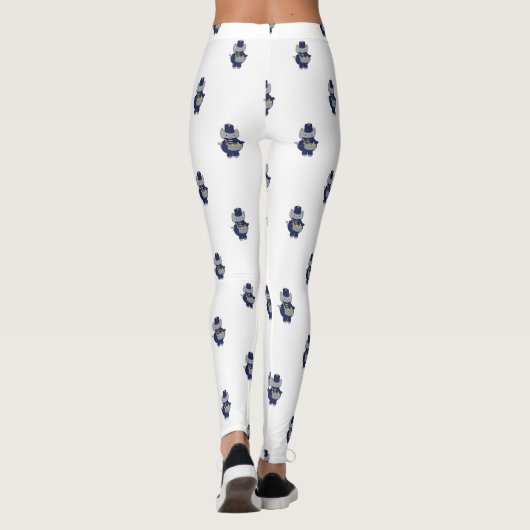 Cat Drummer Marching Band Navy Blue Gold Pattern レギンス (裏面)