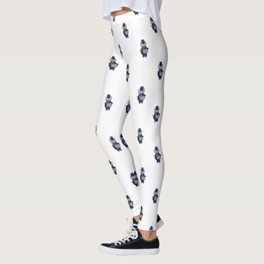 Cat Drummer Marching Band Navy Blue Gold Pattern レギンス (左)