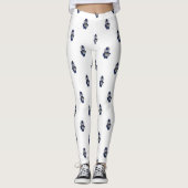 Cat Drummer Marching Band Navy Blue Gold Pattern レギンス (正面)