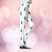 Cat Drummer Marching Band Navy Blue Gold Pattern レギンス