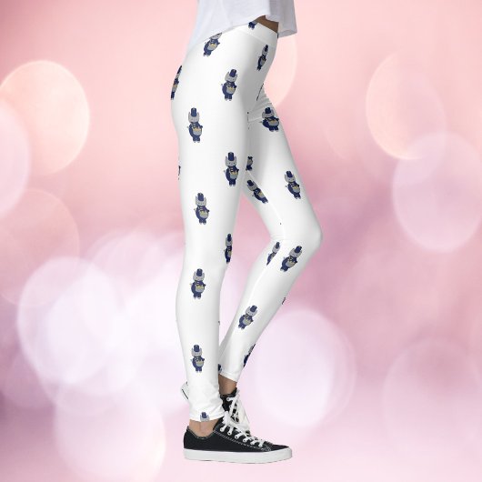 Cat Drummer Marching Band Navy Blue Gold Pattern レギンス