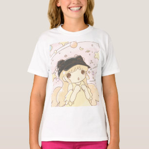 Cat-eared angel T-shirt basic Tシャツ