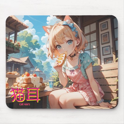 cat ears girl マウスパッド (正面)