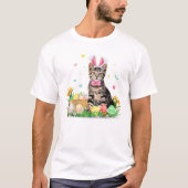 Cat Easter Day Bunny Eggs Tシャツ (正面)