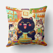 Cat eating Noodles soup and friends クッション (裏面)