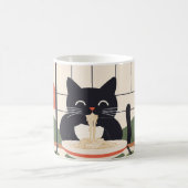 cat eating pasta コーヒーマグカップ (中央)