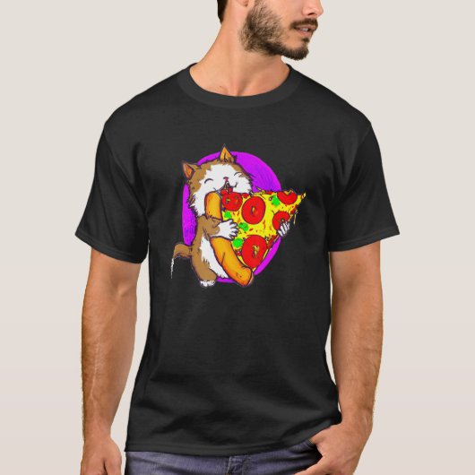 Cat Eating Pizza Cat And Pizza  1 Tシャツ (正面)