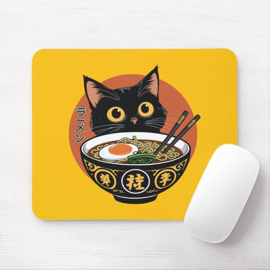 Cat eating ramen  マウスパッド (マウス)
